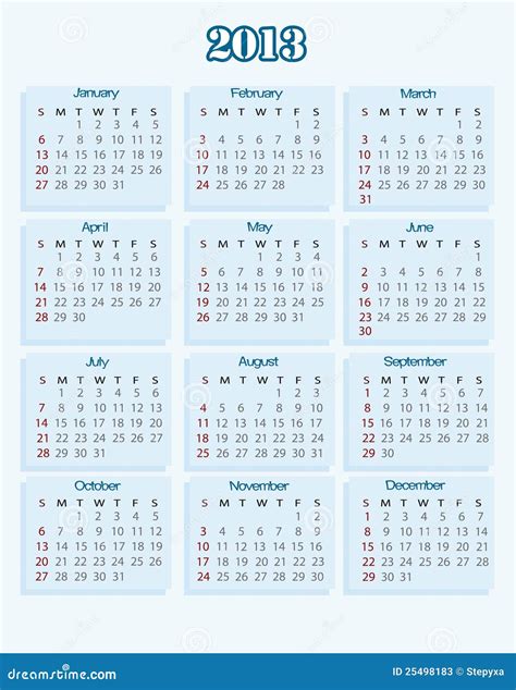 Calendar 2013 Stock Vector Illustration Of Blue Graphic 25498183