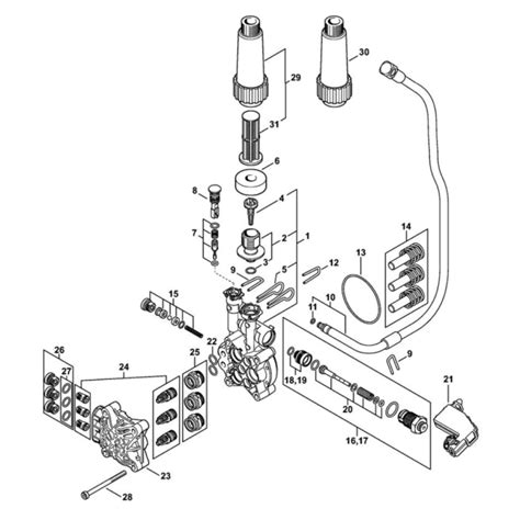 Pump Valve Block For Stihl Re 130 Plus Pressure Washer Lands Engineers