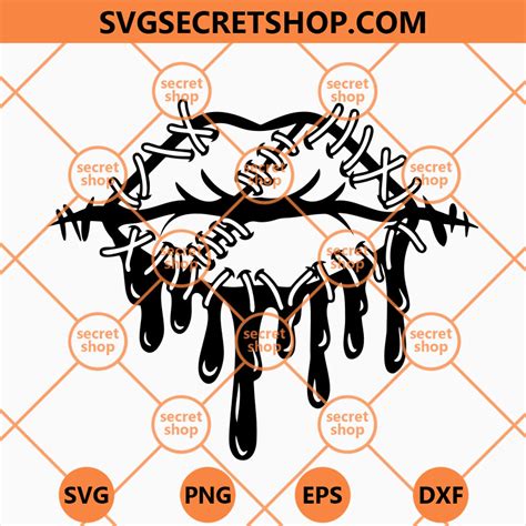 Dripping Lips Stitch Svg Creepy Lips Svg Hand Drawn Valentine S Day