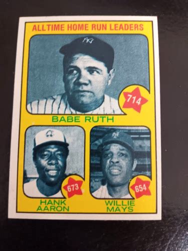 Topps All Time Home Run Leaders Babe Ruth Hank Aaron Willie