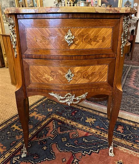 Proantic Petite Commode Marqueterie Style Louis Xv Fin Xix Me