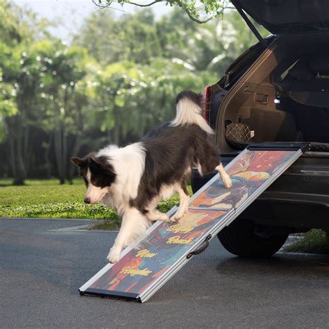 Jaxpety Retractable Dog Ramp for Cars and Trucks, Telescoping Dog Steps
