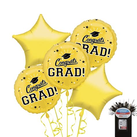 Party City Yellow Graduation Balloon Bouquet, Includes Foil Balloons ...