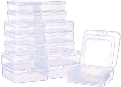 Benecreat Pack Size Square Mini Clear Plastic Bead Storage