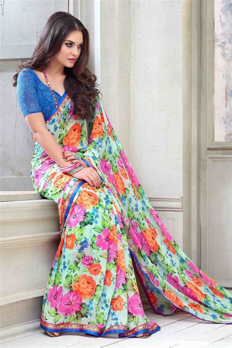 Saree Styles Floral Print Sarees Clothes For Women