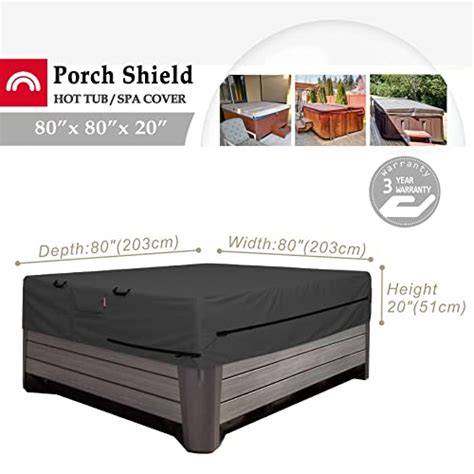 Porch Shield 600D Waterproof And Fade Resistant Outdoor Hot Tub Cover 85 X 85 Inch Fit 84 X 84