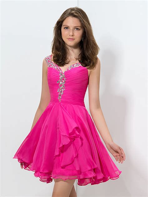 Cheap Concise Beading A Line Short Homecoming Dress Short Pink Party