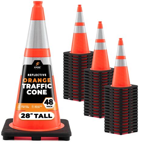 Xpose Safety 28 Inch Orange Traffic Cones With 6 And 4 Collar Multipurpose Pvc Plastic Safety