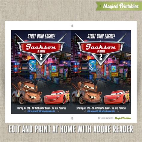 Disney Cars Printable Birthday Invitation Edit And Print At Home