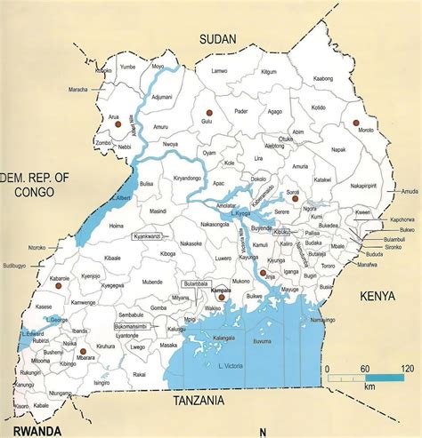 Large administrative map of Uganda | Uganda | Africa | Mapsland | Maps ...