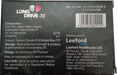 Long Drive 30 MG Tablet (4): Uses, Side Effects, Price & Dosage | PharmEasy