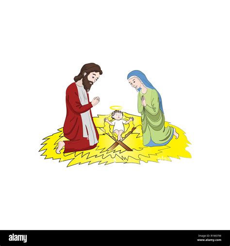 Marie et Joseph près de l Enfant Jésus Christ Noël Vector