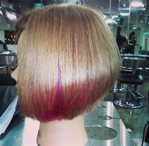 Stacked Bob With Pink Peekaboos Hair Styles Long Hair Styles Beauty