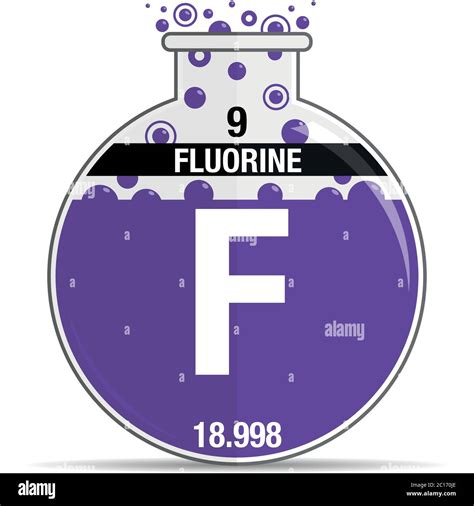 Fluorine Symbol On Chemical Round Flask Element Number 9 Of The