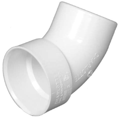 Charlotte Pipe 4 In X 4 In Dia 45 Degree Pvc Schedule 40 Hub Street Elbow Fitting At