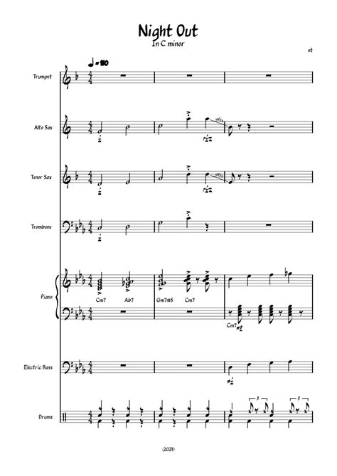 Night Out Sheet Music For Piano Trombone Saxophone Alto Saxophone