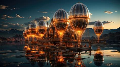 Solar Powered Hot Air Balloons Aviation Repeating Pattern Premium AI