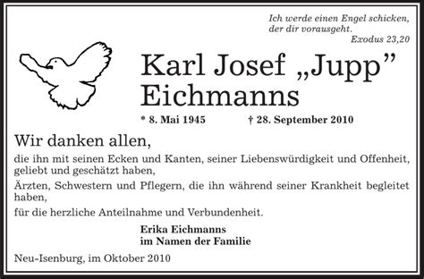 Traueranzeigen Von Karl Josef Eichmanns Trauer Op Online De