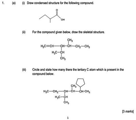 SOLVED A Draw The Condensed Structure For The Following Compound