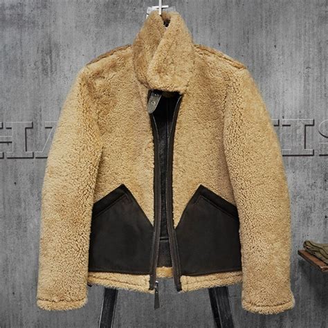 Men S Shearling Sheepskin Jacket Pilots Coat Men S Fur Coat Aviation