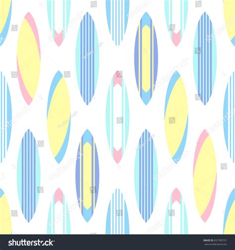 Surfboards Pattern On White Background Summer Illustration With