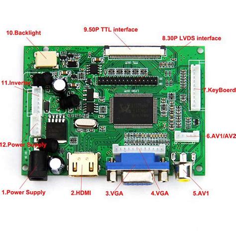 Hdmi Vga Av Lvds Acc Ttl Lcd Display Controller Pins Board Kit