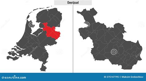 Map Of Overijssel Region Of Netherlands Stock Vector Illustration Of