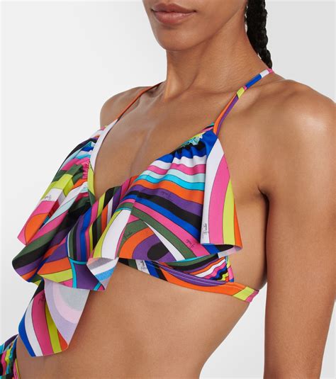 Iride Ruffled Bikini Top In Multicoloured Pucci Mytheresa