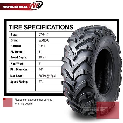 Set Wanda Utv Atv Tires X X X Ply Solid Mud Mm Tread Ebay