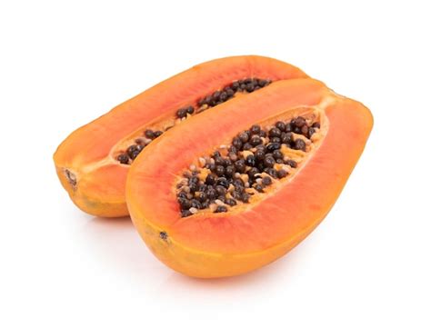 Rebanada De Papaya Aislado Sobre Fondo Blanco Foto Premium