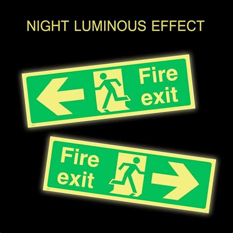 8pcs Photoluminescent Fire Exit Sign 300x100mm Pla Vicedeal