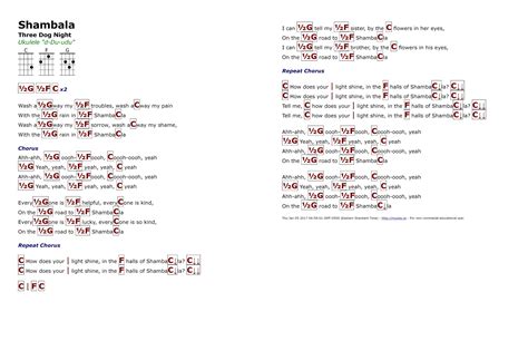 Shambala (Three Dog Night) - http://myuke.ca | Ukulele songs, Ukulele ...