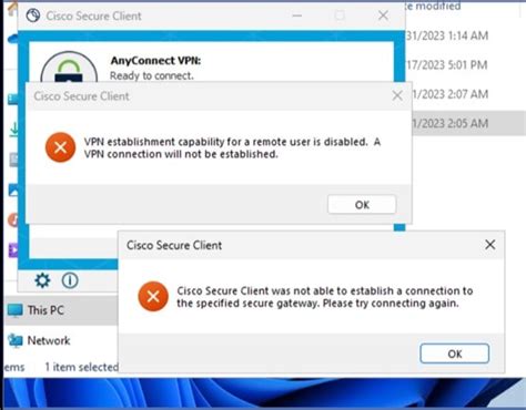 Troubleshoot Secure Access Error VPN Establishment Capability For A