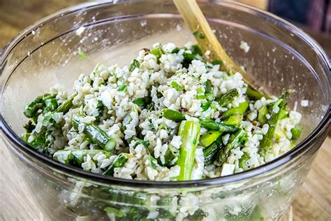 Asparagus Salad with Brown Rice, Feta Cheese & Lemon Recipe