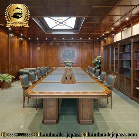 Meja Rapat Kantor Kayu Jati Panjang Dan Besar