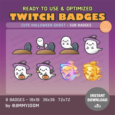 8x Halloween Twitch Ghost Badges RIP Tombstone Badges Sub Etsy