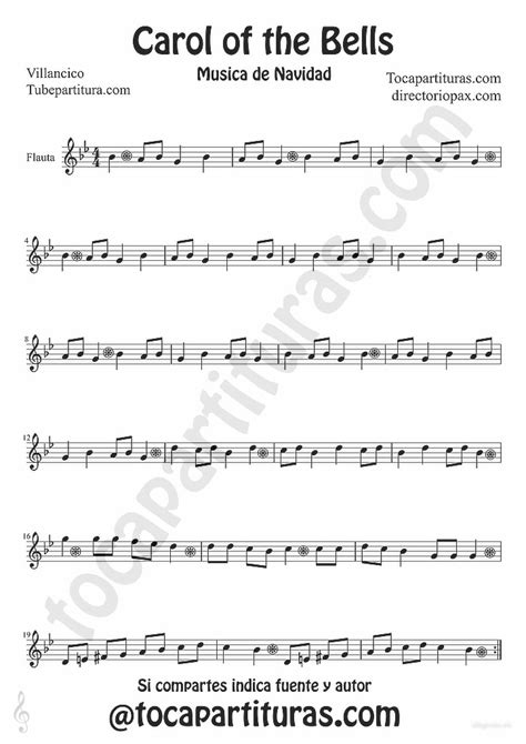 Tubescore Carols Of The Bells Sheet Music For Flute And Recorder