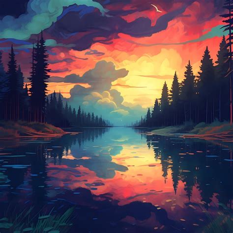 Premium Ai Image Sunset Landscape