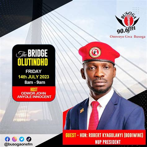 Bobi Wine On Twitter This Friday Morning I Ll Be Hosted On Radio