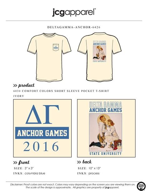 Jcg Apparel Custom Printed Apparel Delta Gamma Anchor Games T Shirt