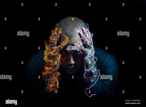 Super Hero Fire Lightning Stock Photo Alamy