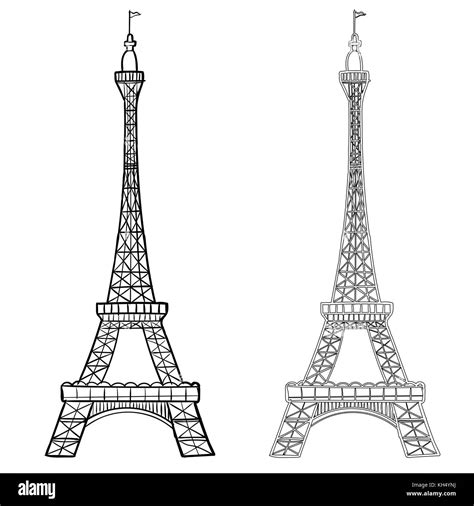 Ilustraci N De La Torre Eiffel Con Dos Estilos De Dibujo A Mano Alzada