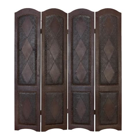 Litton Lane 6 Ft Brown 4 Panel Hinged Foldable Partition Room Divider