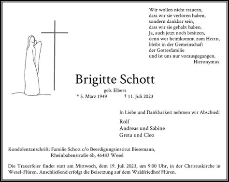 Alle Traueranzeigen F R Brigitte Schott Trauer Rp Online De