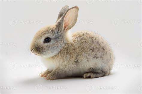 Front View Of Cute Baby Rabbits On White Background Little Cute