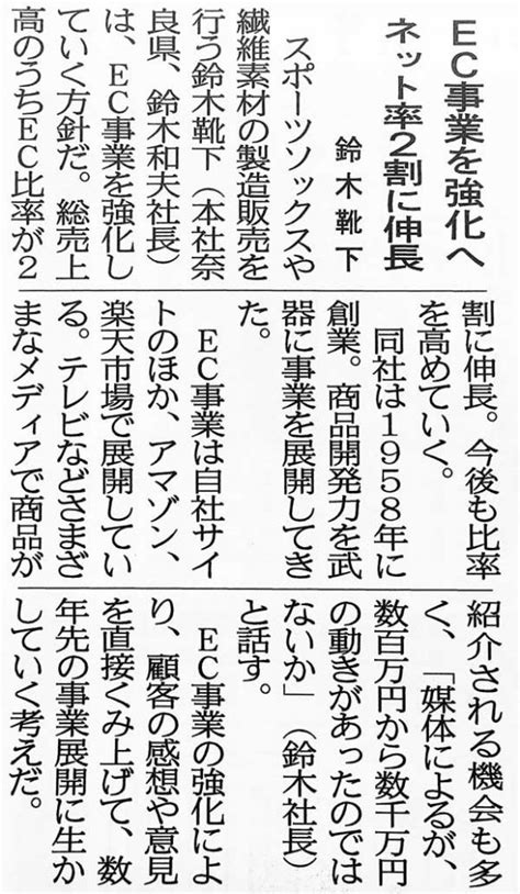 2021年4月 日本ネット経済新聞に掲載して頂きました Suzuki Kutsushita