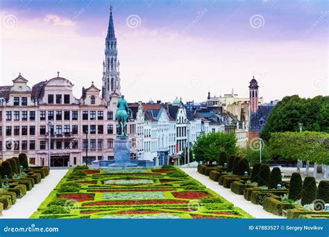 The View of Mont Des Arts Garden and City Brussels Stock Image - Image ...