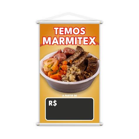 Banner Temos Marmitex Pre O Fundo Preto Comida Lona Loja Plimshop