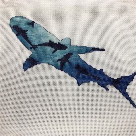 Shark Cross Stitch Pattern Modern Ocean Counted Cross Stitch Etsy