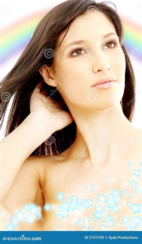 Rainbow Brunette In Water With Stock Image Image Of Alluring Beauty